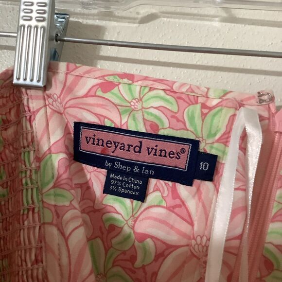 Vineyard Vines Y2K Tropical Beachy Pink Floral Boho Strapless Dress Size 10 - Picture 8 of 8